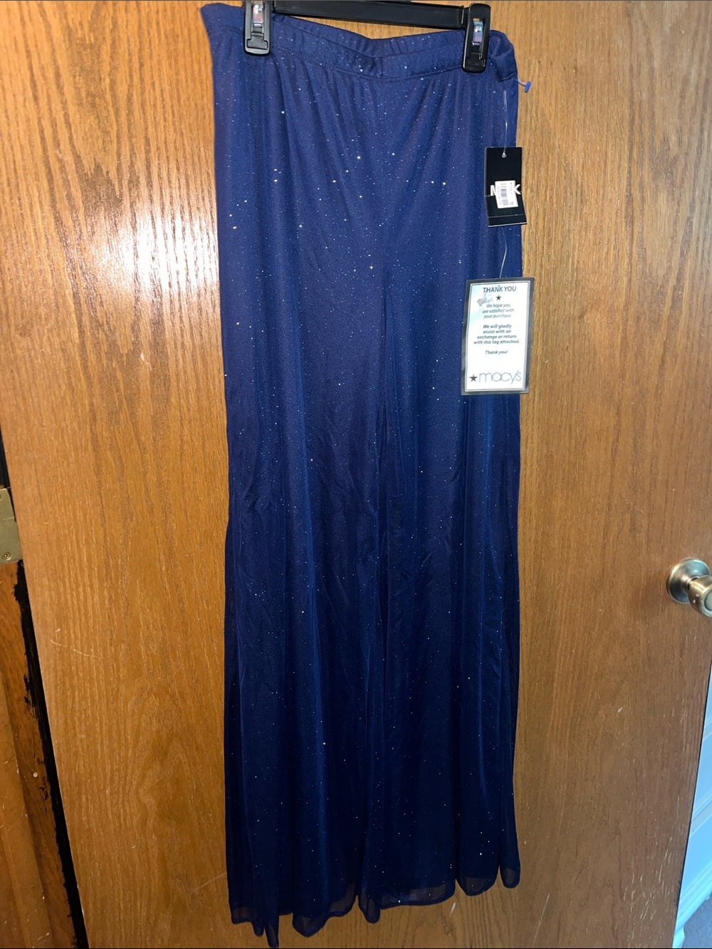 MSK Navy Sparkle Wide-Leg Pants